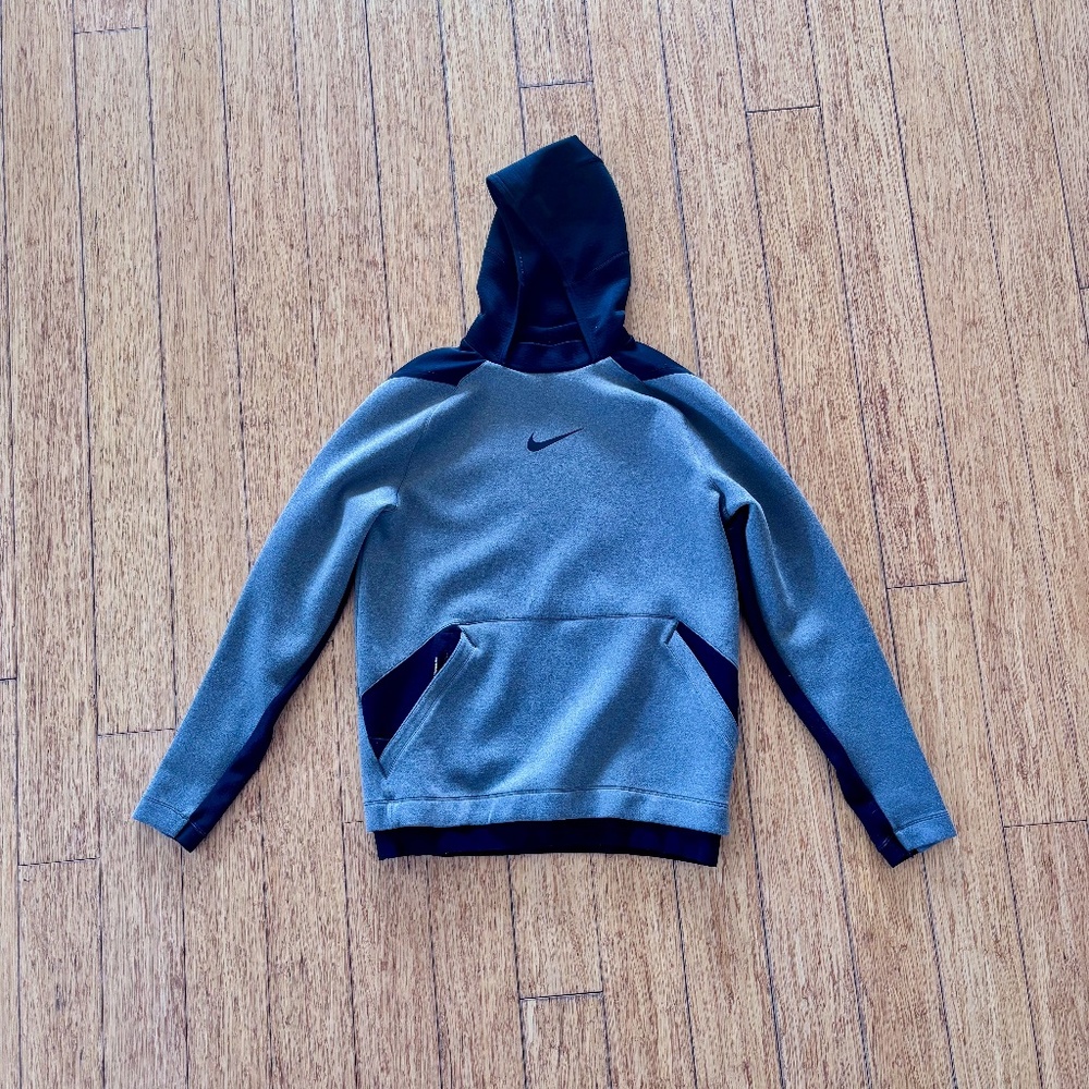 Nike Pro Dri-Fit Fleece Training Hoodie Grey Black Mens Small BV5572-071